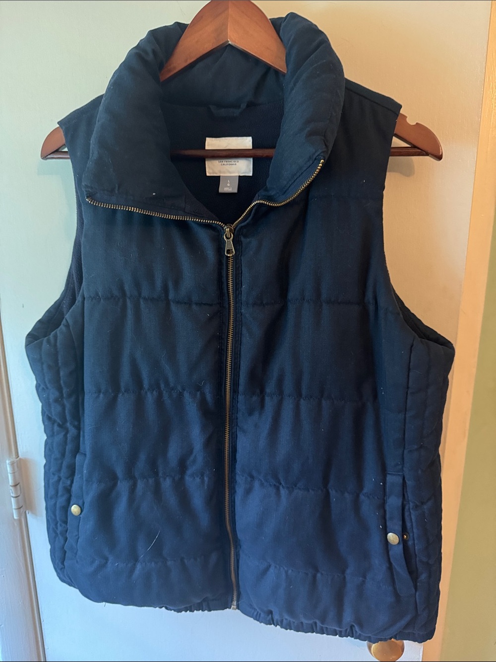 Old Navy Navy Quilted Puffer Vest with Stand Collar
